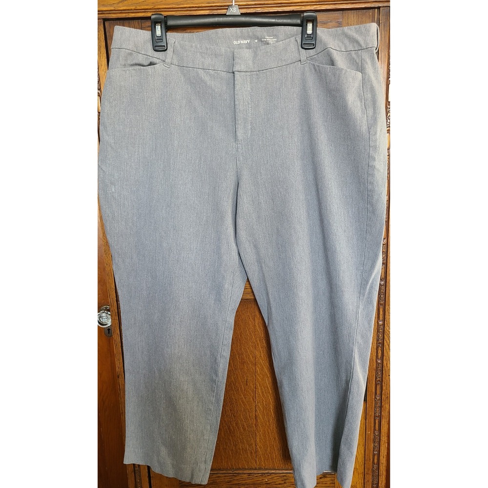 Old Navy Pixie Straight High Rise Light Heather Gray Pants 18 422416-00